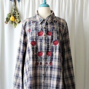 On The Plus Side Brand Plaid Blouse